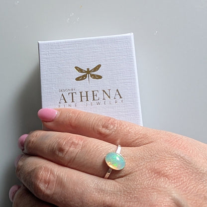 Fire Opal Ring in Sterling Silver – Handcrafted Oval Opal Ring