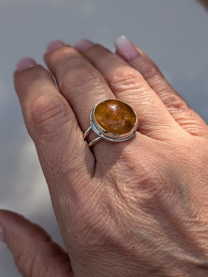 Forge Ring – Sterling Silver & Yellow Healer Amethyst sz 8