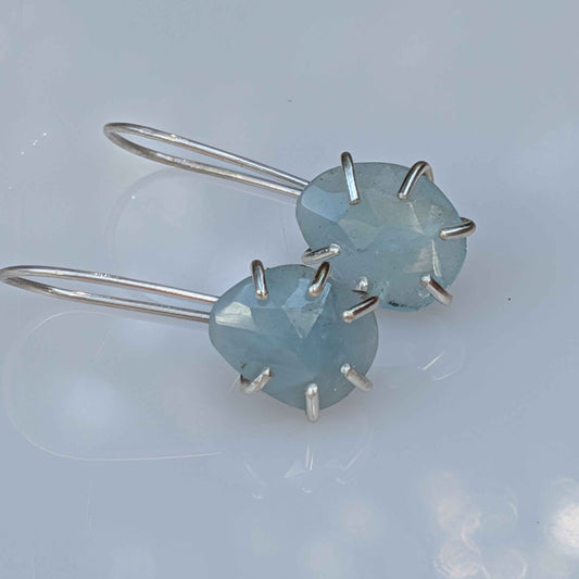 Tidal Grace Earrings – Aquamarine Beryl, Sterling Silver | Pair A