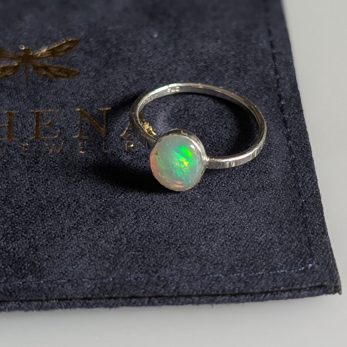 Fire Opal Ring in Sterling Silver – Handcrafted Oval Opal Ring