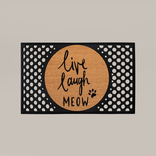live laugh meow round doormat set