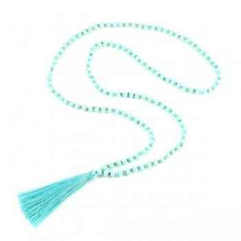 Crystal Bead Tassel Necklace