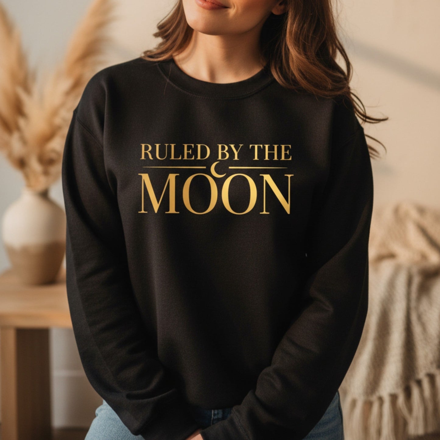 Ruled By The Moon Sweatshirt | Celestial Crewneck for Women | Moon Lover Gift