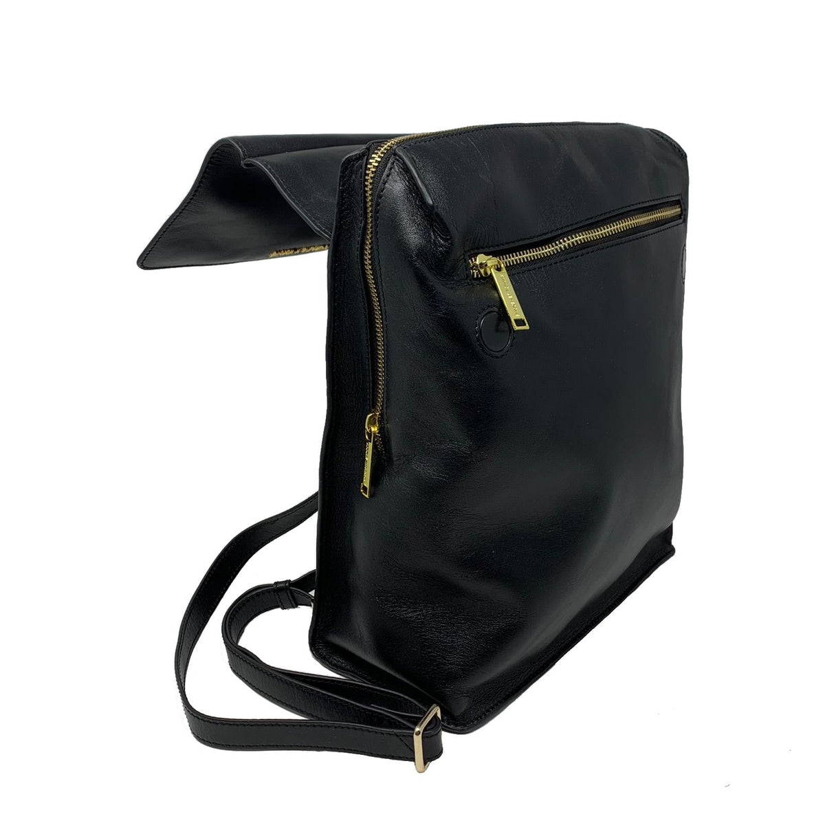 Sac à dos en cuir véritable noir, Antoinette