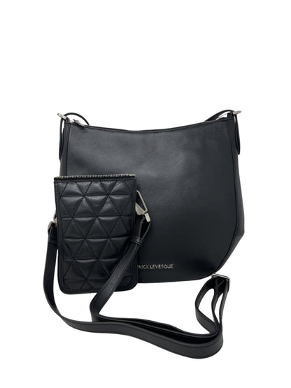 Sac à main en Cuir Noir, 2-en-1, Isabelle