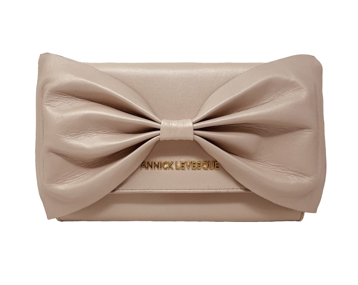 Sac à main en cuir véritable avec noeud papillon Scarlett, 3 en 1, rose blush