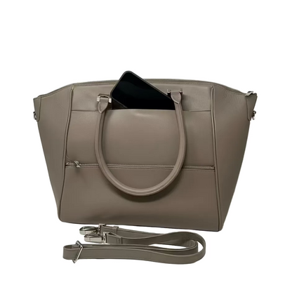 Grand Sac à Main en Cuir Taupe | Mona
