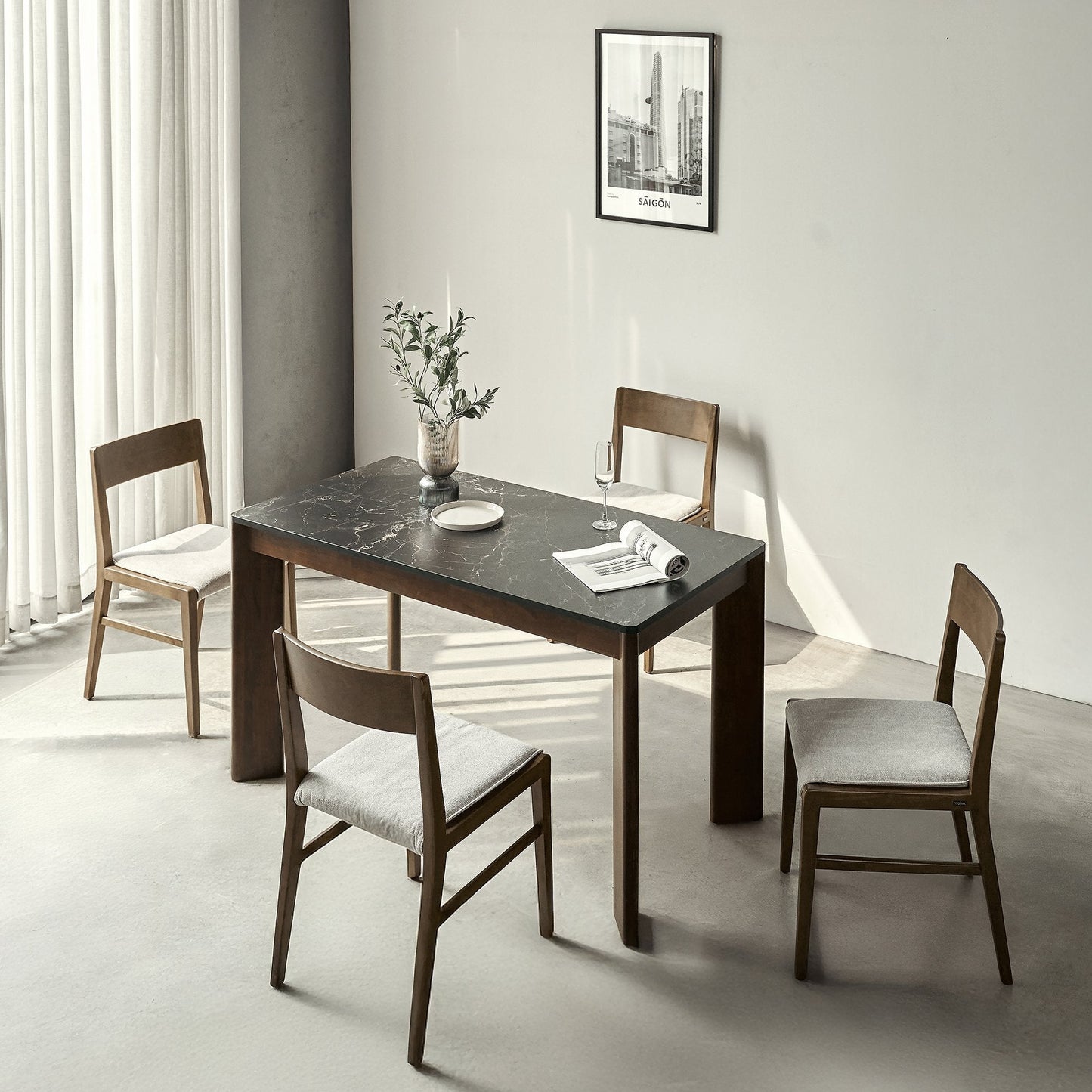Scania Stone Dining Table Set