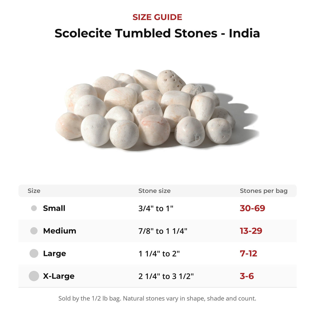 Scolecite Tumbled Stones - India