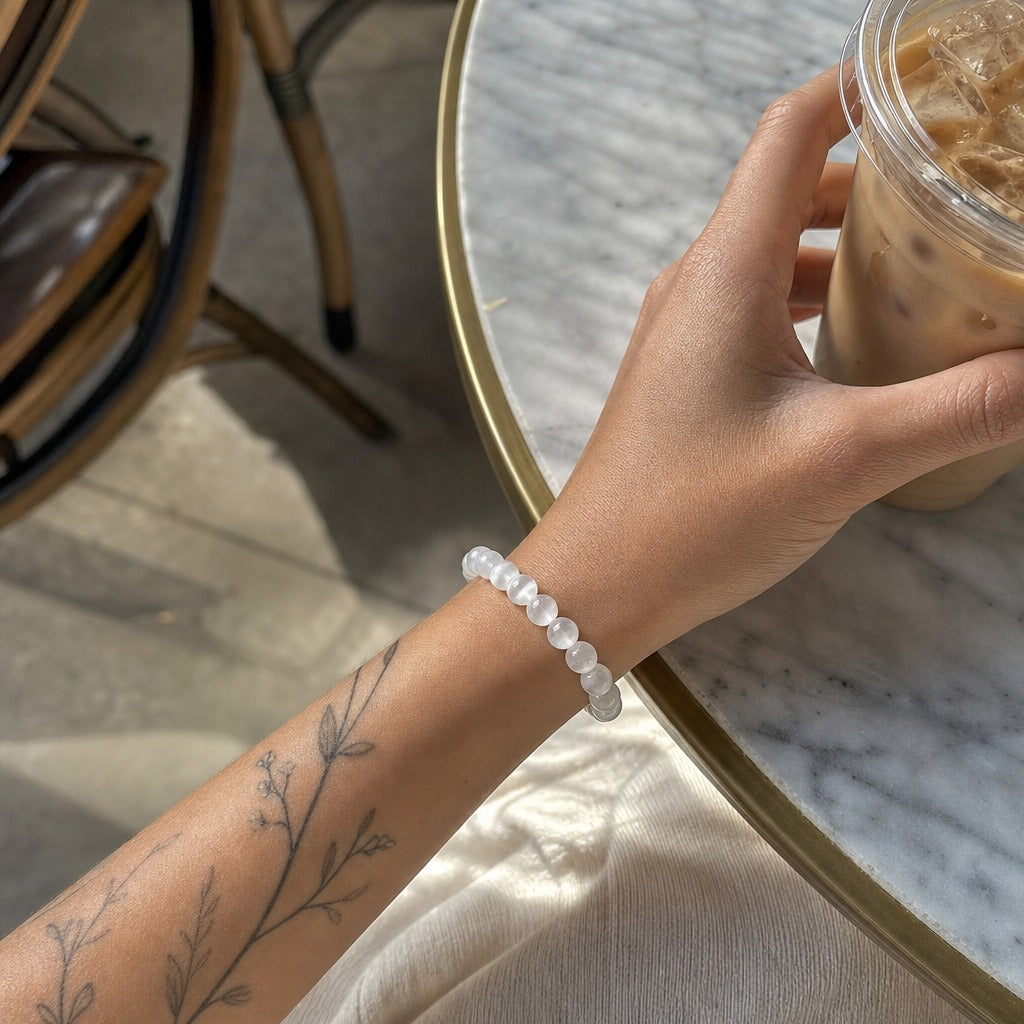 Selenite Round Bracelet - 8mm