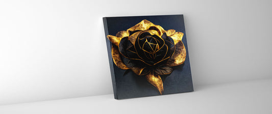 Leinwandbild – Schwarzgoldene Blume – Wandkunst