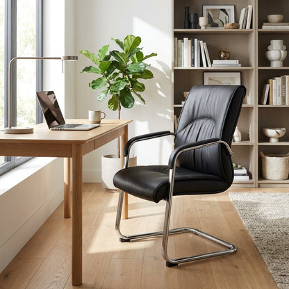 Marrakech Premium Black Leather Visitor Chair