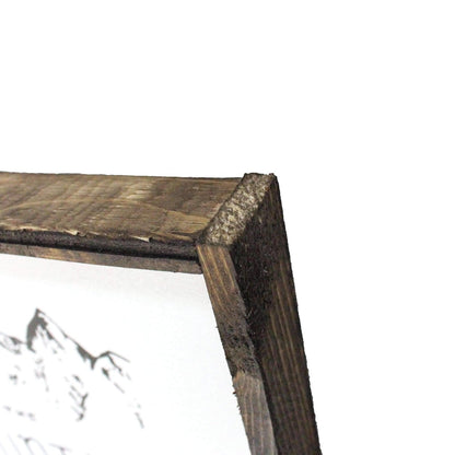 Die Berge rufen Holzschild