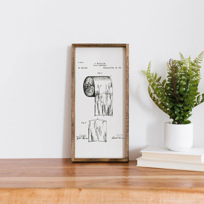 Toilettenpapier-Patent Holzschild