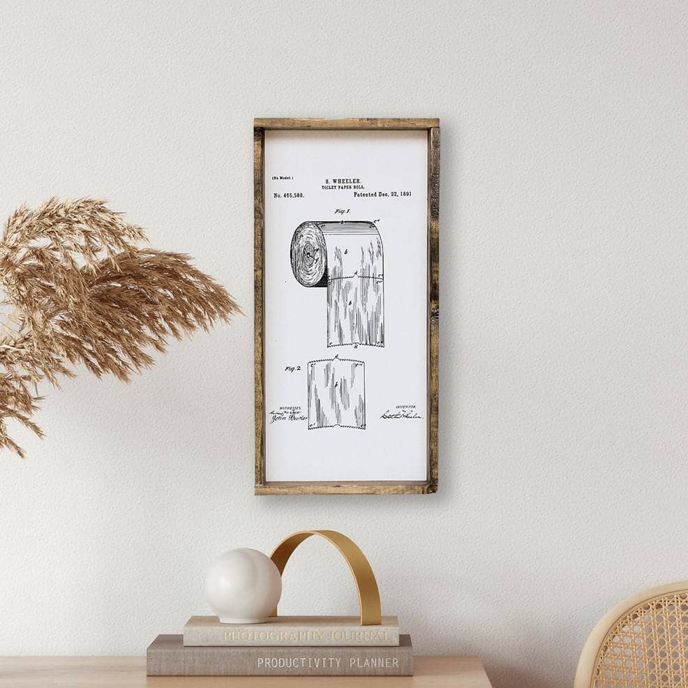 Toilettenpapier-Patent Holzschild
