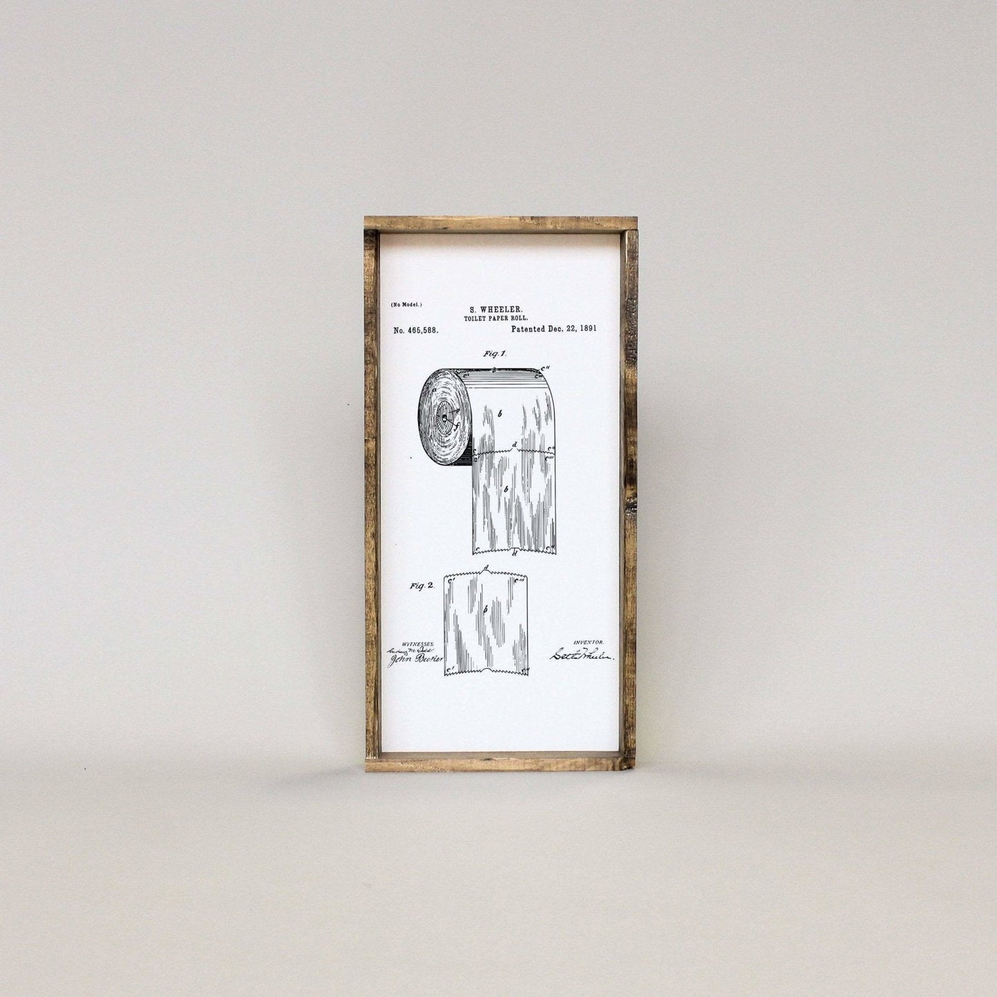 Toilettenpapier-Patent Holzschild