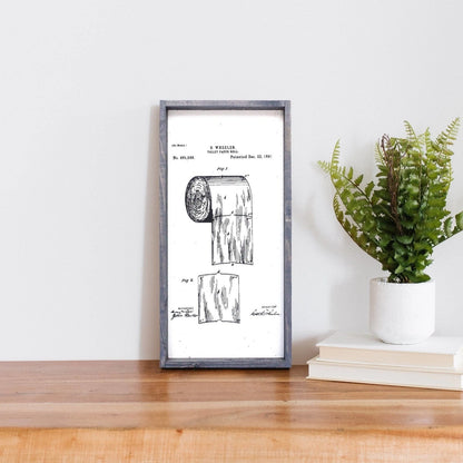 Toilettenpapier-Patent Holzschild