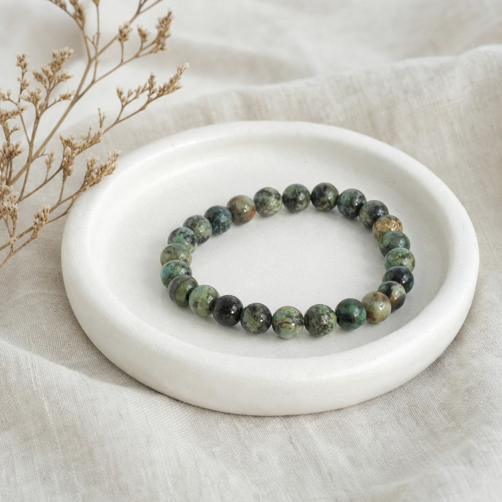 Turquoise African Round Bracelet - 8mm