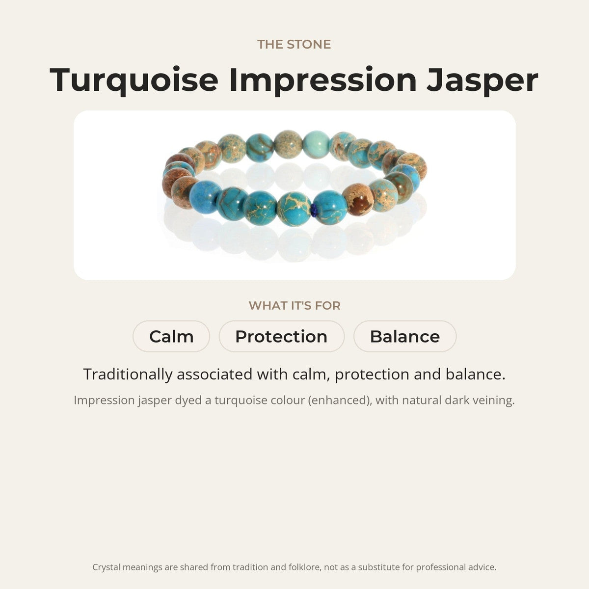 Turquoise Impression Jasper Round Bracelet - 8mm (Enhanced)