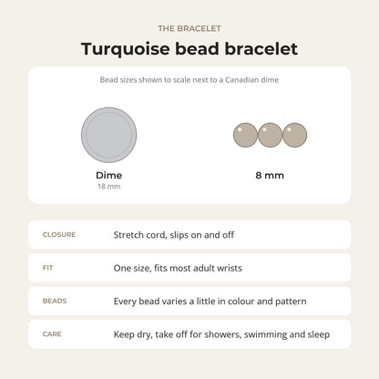 Turquoise Round Bracelet - 8mm (Enhanced)