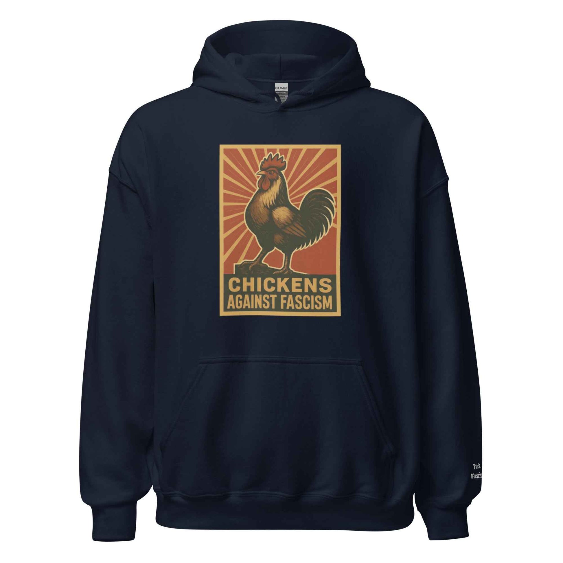 Retro Chickens Against Fascism Unisex Bunny Hug (Hoodie)