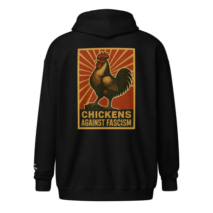 Retro Chickens Against Fascism Unisex heavy blend zip Bunny Hug (Hoodie)