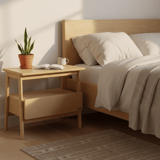 Vline 801 Natural Oak Wood Bedside Table