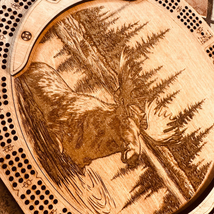 Personalized 4-Track  Cribbage Board – Handcrafted, Custom Engraved & Stand-Up Display